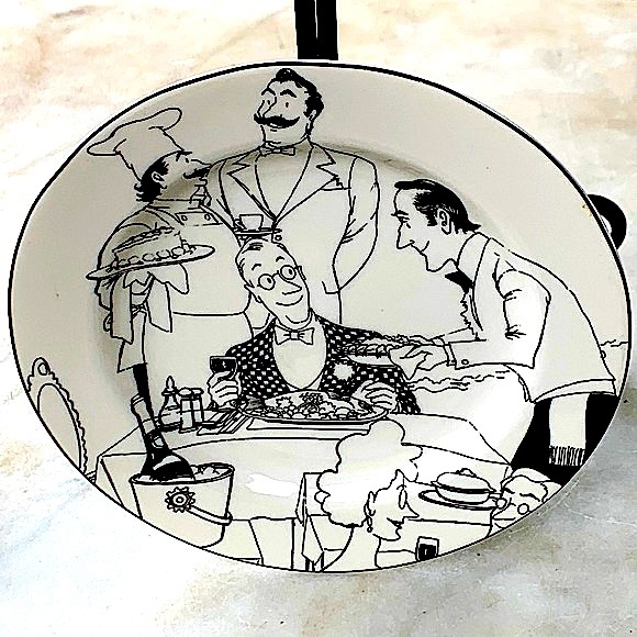 EPOCH LE RESTAURANT SALAD PLATE 8 1/8TH INCH WHITE BLACK ROUND E 120 - Picture 3 of 5